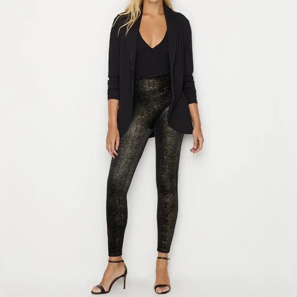 SPANX black gold velvet shine legging